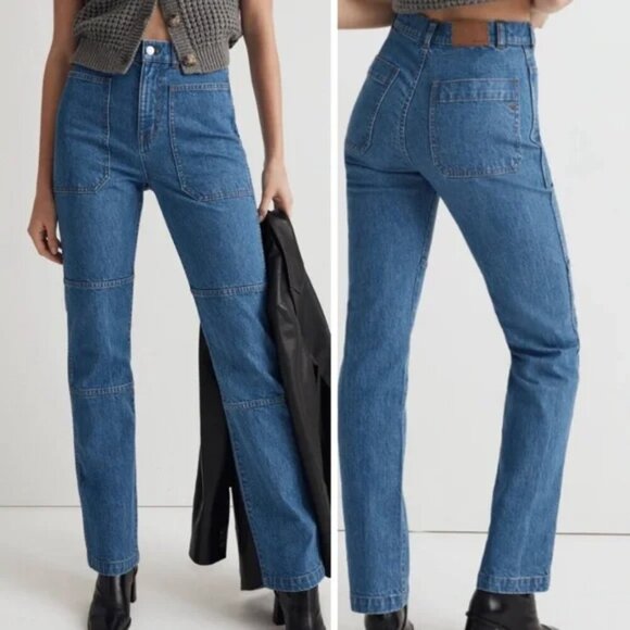 Madewell 90s Straight Utility High Rise Jeans Size 26 Blue Denim Retro - Picture 1 of 12